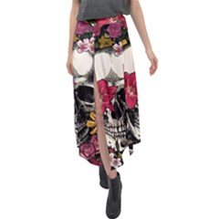 Skull Flowers American Native Dream Catcher Legend Velour Split Maxi Skirt by Bedest