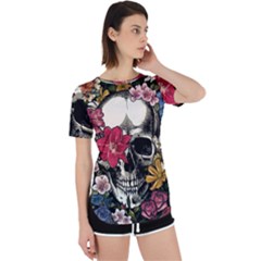 Skull Flowers American Native Dream Catcher Legend Perpetual Short Sleeve T-shirt by Bedest