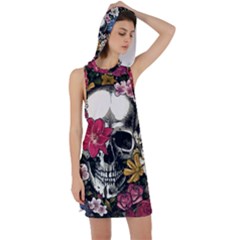 Skull Flowers American Native Dream Catcher Legend Racer Back Hoodie Dress by Bedest