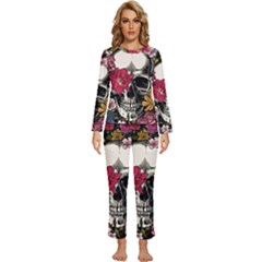 Skull Flowers American Native Dream Catcher Legend Womens  Long Sleeve Lightweight Pajamas Set by Bedest