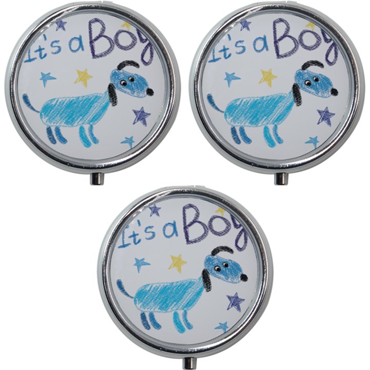 It s a boy Mini Round Pill Box (Pack of 3)