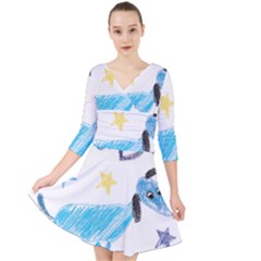 It s A Boy Quarter Sleeve Front Wrap Dress