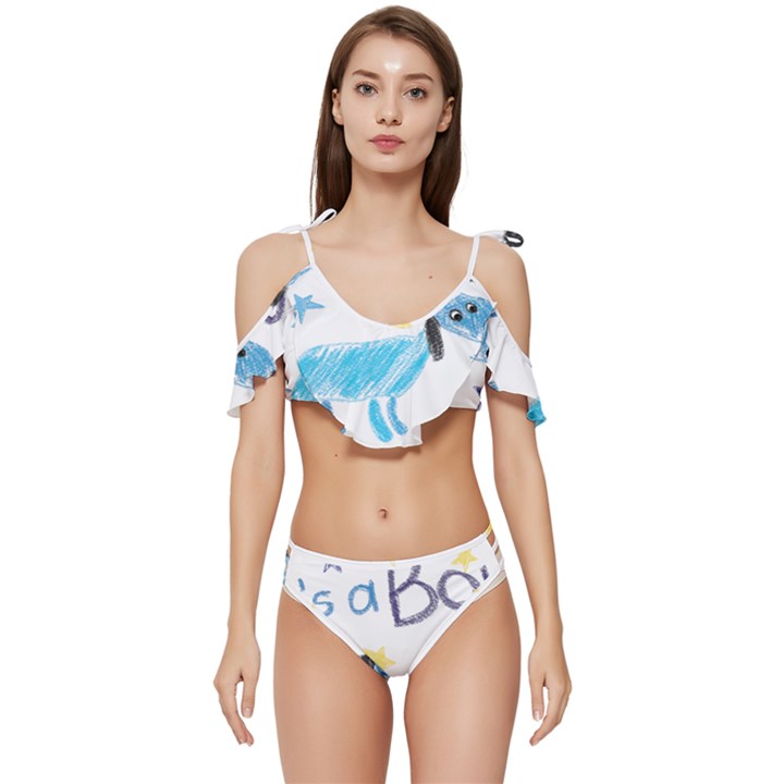 It s A Boy Ruffle Edge Tie Up Bikini Set	