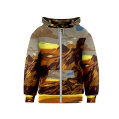 Scotland Monti Mountains Mountain Kids  Zipper Hoodie by Cendanart