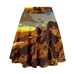 Scotland Monti Mountains Mountain High Waist Skirt by Cendanart