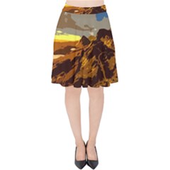 Scotland Monti Mountains Mountain Velvet High Waist Skirt by Cendanart