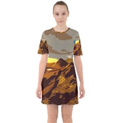 Scotland Monti Mountains Mountain Sixties Short Sleeve Mini Dress by Cendanart