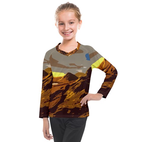 Scotland Monti Mountains Mountain Kids  Long Mesh T-shirt by Cendanart