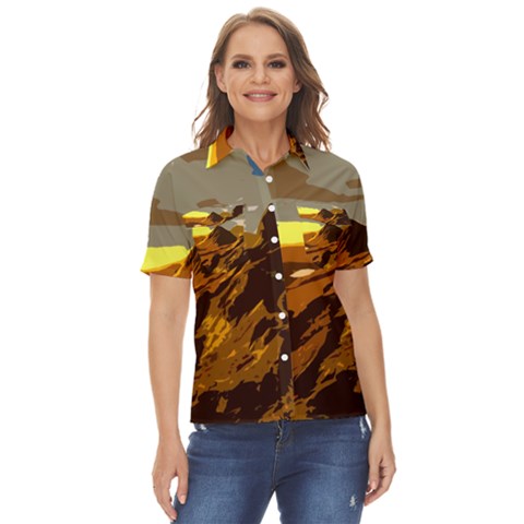 Scotland Monti Mountains Mountain Women s Short Sleeve Double Pocket Shirt by Cendanart