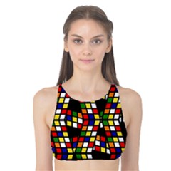 Graphic Pattern Rubiks Cube Tank Bikini Top by Cendanart