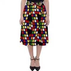 Graphic Pattern Rubiks Cube Classic Midi Skirt by Cendanart