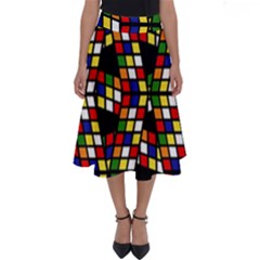 Graphic Pattern Rubiks Cube Perfect Length Midi Skirt by Cendanart