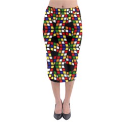 Graphic Pattern Rubiks Cube Midi Pencil Skirt by Cendanart