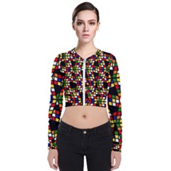 Graphic Pattern Rubiks Cube Long Sleeve Zip Up Bomber Jacket by Cendanart