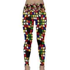 Graphic Pattern Rubiks Cube Lightweight Velour Classic Yoga Leggings by Cendanart