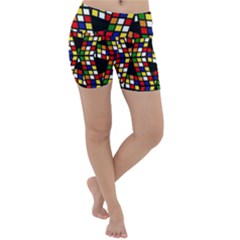 Graphic Pattern Rubiks Cube Lightweight Velour Yoga Shorts by Cendanart