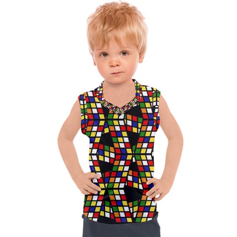 Graphic Pattern Rubiks Cube Kids  Sport Tank Top by Cendanart