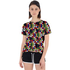 Graphic Pattern Rubiks Cube Open Back Sport T-shirt