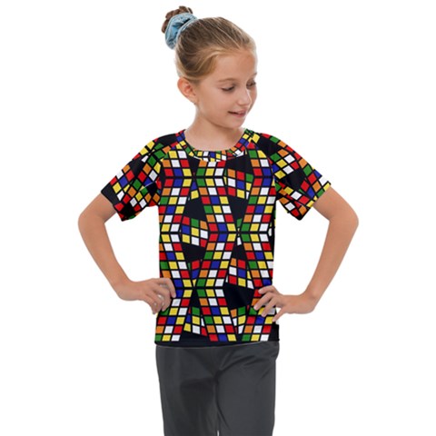 Graphic Pattern Rubiks Cube Kids  Mesh Piece T-shirt by Cendanart