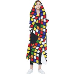 Graphic Pattern Rubiks Cube Wearable Blanket by Cendanart