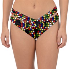 Graphic Pattern Rubiks Cube Double Strap Halter Bikini Bottoms by Cendanart