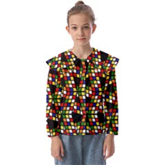 Graphic Pattern Rubiks Cube Kids  Peter Pan Collar Blouse by Cendanart