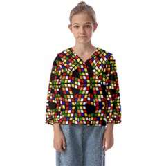 Graphic Pattern Rubiks Cube Kids  Sailor Shirt by Cendanart