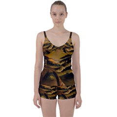 Bridge Of Regret Tie Front Two Piece Tankini by Cendanart