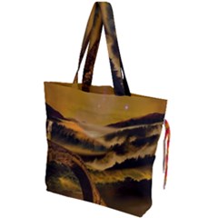 Bridge Of Regret Drawstring Tote Bag by Cendanart