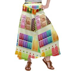 Supermarket Shelf Products Snacks Women s Satin Palazzo Pants by Cendanart