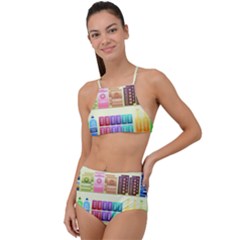 Supermarket Shelf Products Snacks Halter Tankini Set by Cendanart