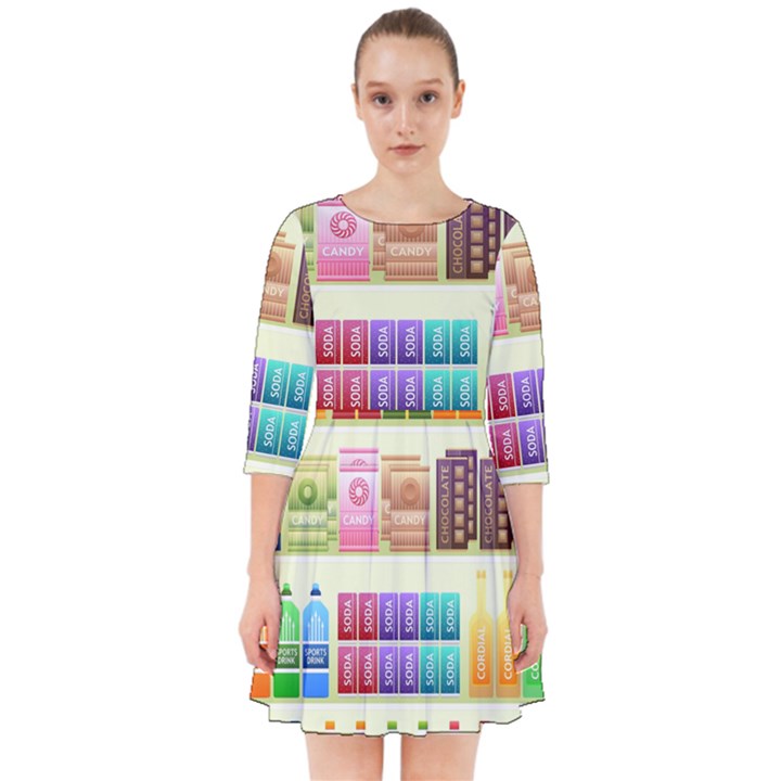 Supermarket Shelf Products Snacks Smock Dress