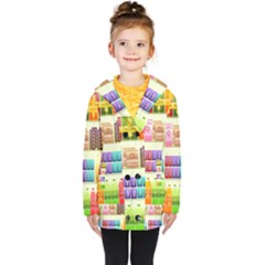 Supermarket Shelf Products Snacks Kids  Double Breasted Button Coat by Cendanart