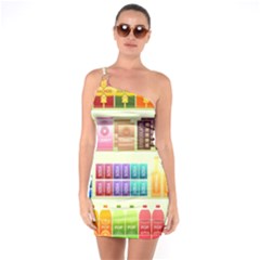 Supermarket Shelf Products Snacks One Shoulder Ring Trim Bodycon Dress by Cendanart