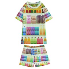 Supermarket Shelf Products Snacks Kids  Swim T-shirt And Shorts Set by Cendanart