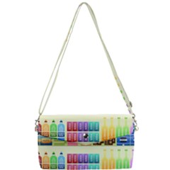 Supermarket Shelf Products Snacks Removable Strap Clutch Bag by Cendanart