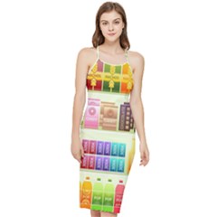 Supermarket Shelf Products Snacks Bodycon Cross Back Summer Dress by Cendanart