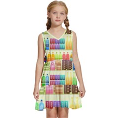 Supermarket Shelf Products Snacks Kids  Sleeveless Tiered Mini Dress by Cendanart