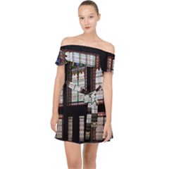 Stained Glass Window Krotoszyn Off Shoulder Chiffon Dress by Cendanart