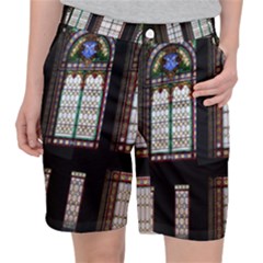 Stained Glass Window Krotoszyn Women s Pocket Shorts by Cendanart