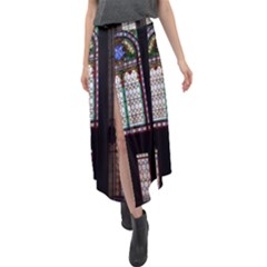 Stained Glass Window Krotoszyn Velour Split Maxi Skirt by Cendanart