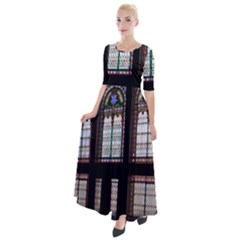 Stained Glass Window Krotoszyn Half Sleeves Maxi Dress by Cendanart