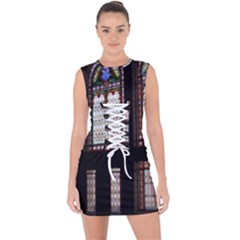 Stained Glass Window Krotoszyn Lace Up Front Bodycon Dress by Cendanart