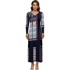 Stained Glass Window Krotoszyn Long Sleeve Longline Maxi Dress