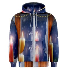 Christmas Lighting Candles Men s Zipper Hoodie by Cendanart