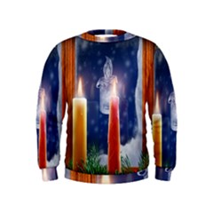 Christmas Lighting Candles Kids  Sweatshirt by Cendanart