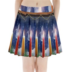 Christmas Lighting Candles Pleated Mini Skirt by Cendanart