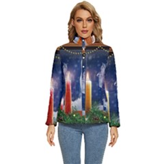 Christmas Lighting Candles Women s Puffer Bubble Jacket Coat by Cendanart