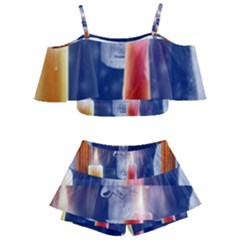 Christmas Lighting Candles Kids  Off Shoulder Skirt Bikini by Cendanart