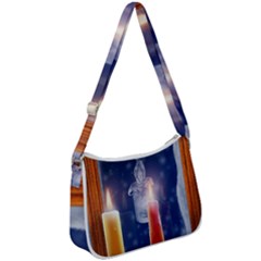 Christmas Lighting Candles Zip Up Shoulder Bag by Cendanart